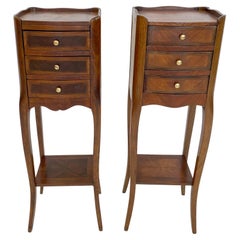 Pair of Petite Inlaid Candlestand Bedside Chests