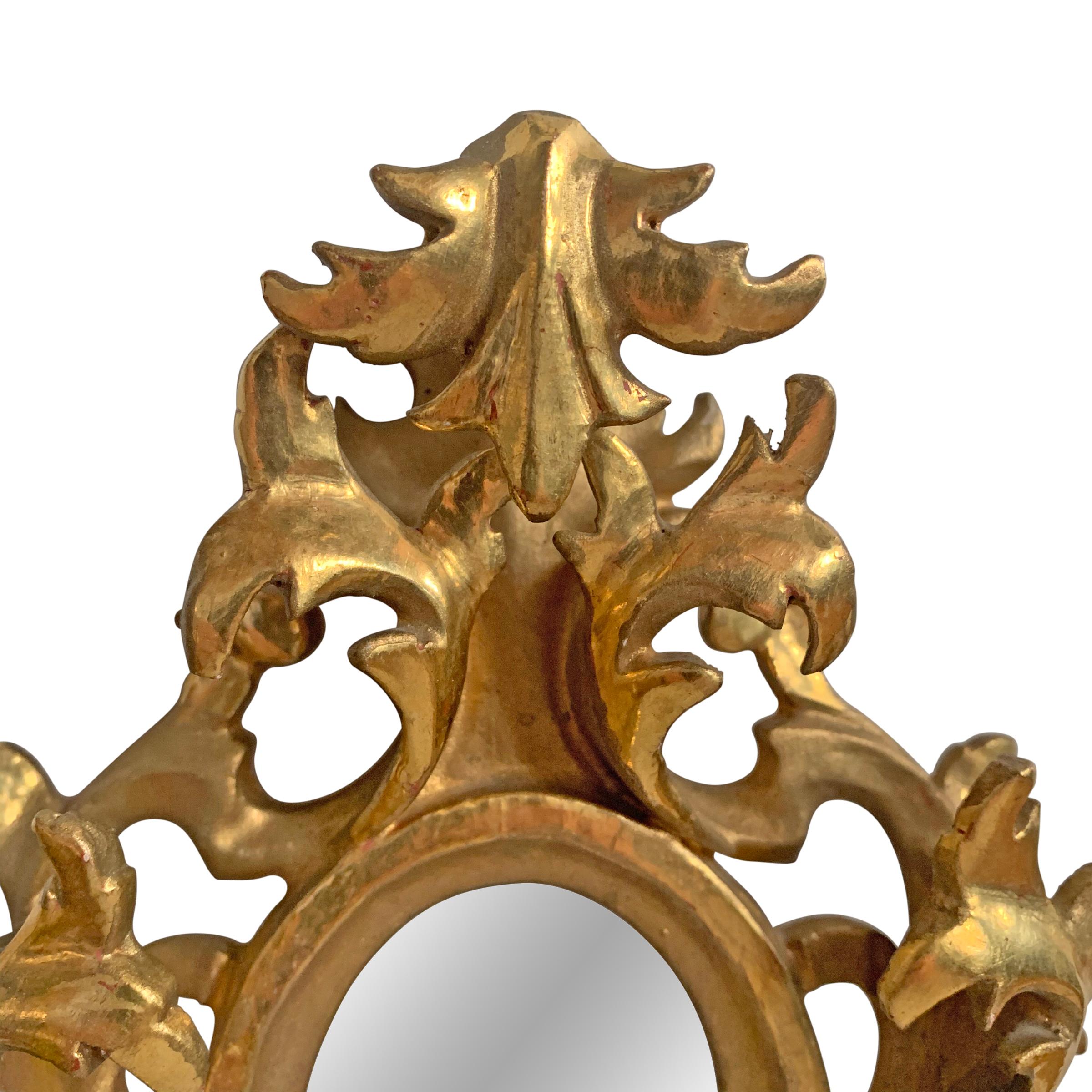 Baroque Pair of Petite Italian Gilt Framed Mirrors