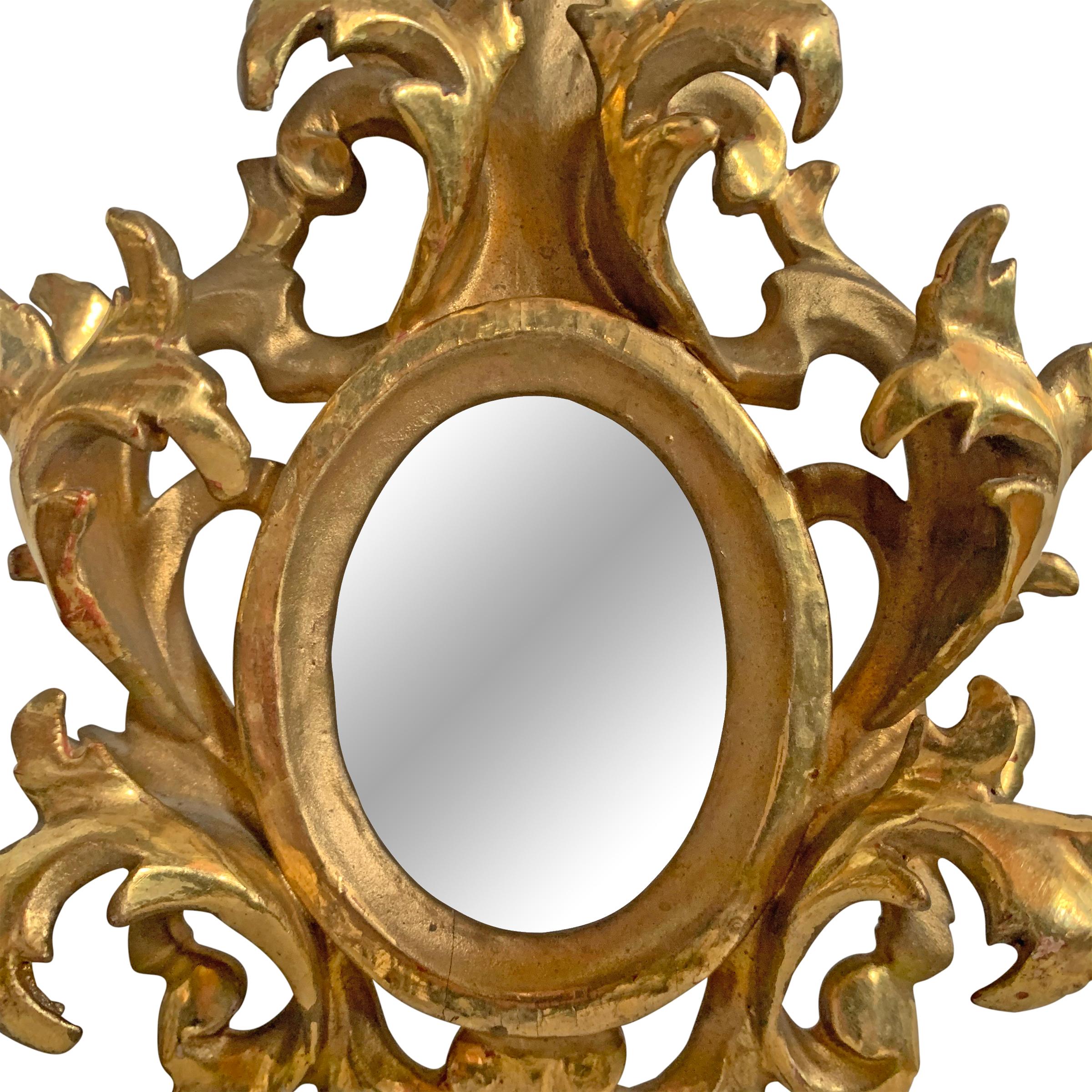 Pair of Petite Italian Gilt Framed Mirrors In Good Condition In Chicago, IL