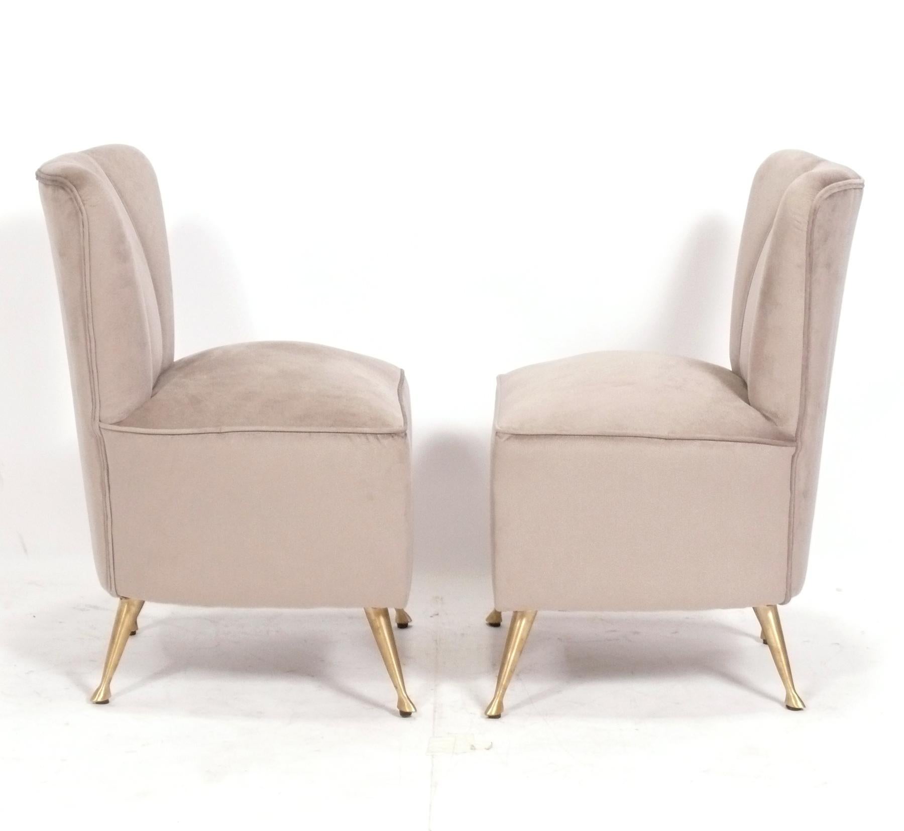 Mid-Century Modern Pair of Petite Italian Slipper Chairs  For Sale
