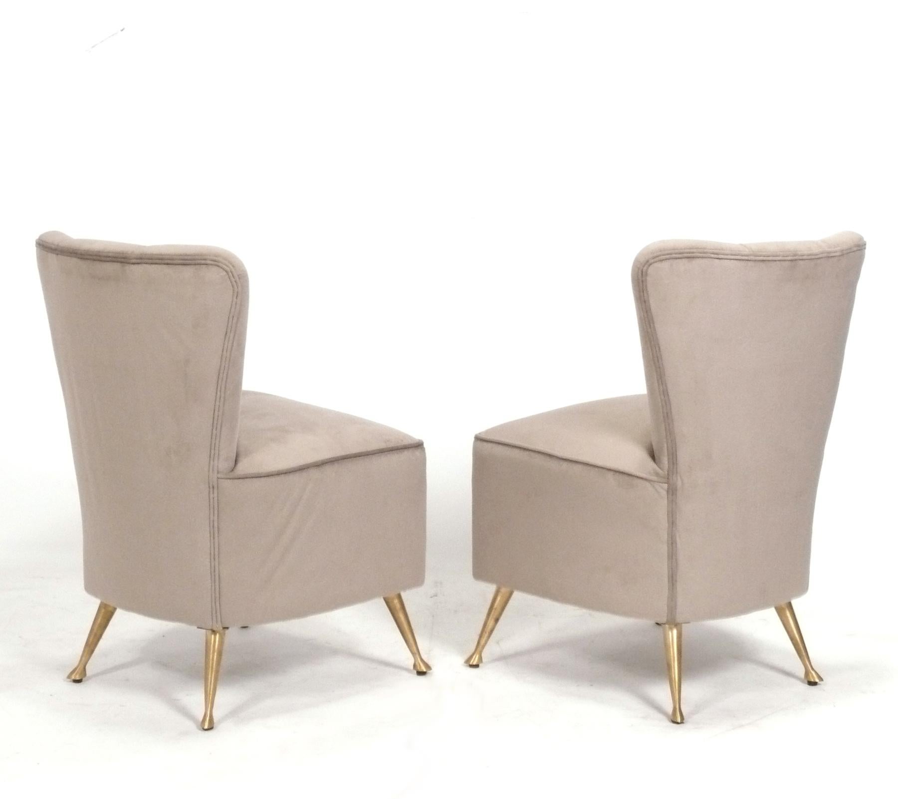 Pair of Petite Italian Slipper Chairs  In Good Condition For Sale In Atlanta, GA