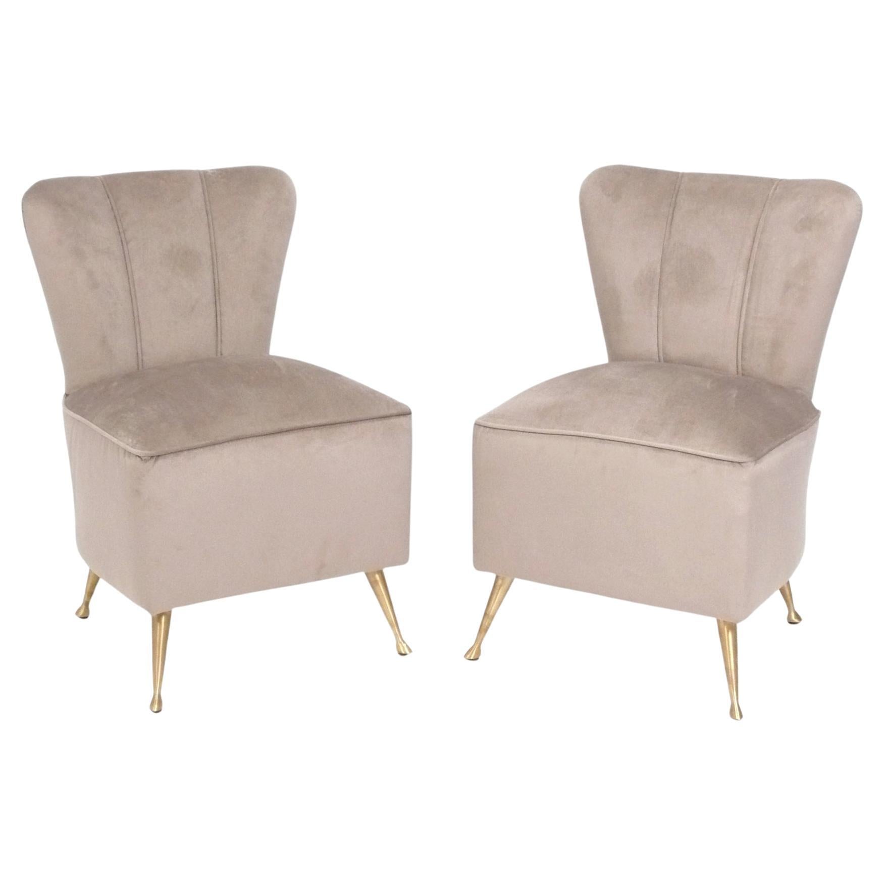Pair of Petite Italian Slipper Chairs  For Sale