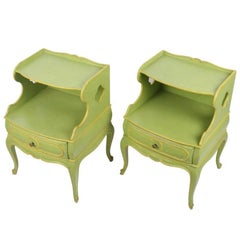Pair of Petite Lime Green Painted French Night Stands