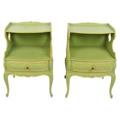 Vintage Pair of Petite Lime Green Painted French Night Stands