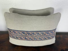 Pair of Petite Linen Pillows with Authentic Vintage Fortuny Stripe