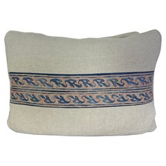 Pareja de pequeños cojines de lino con auténtica raya Fortuny vintage