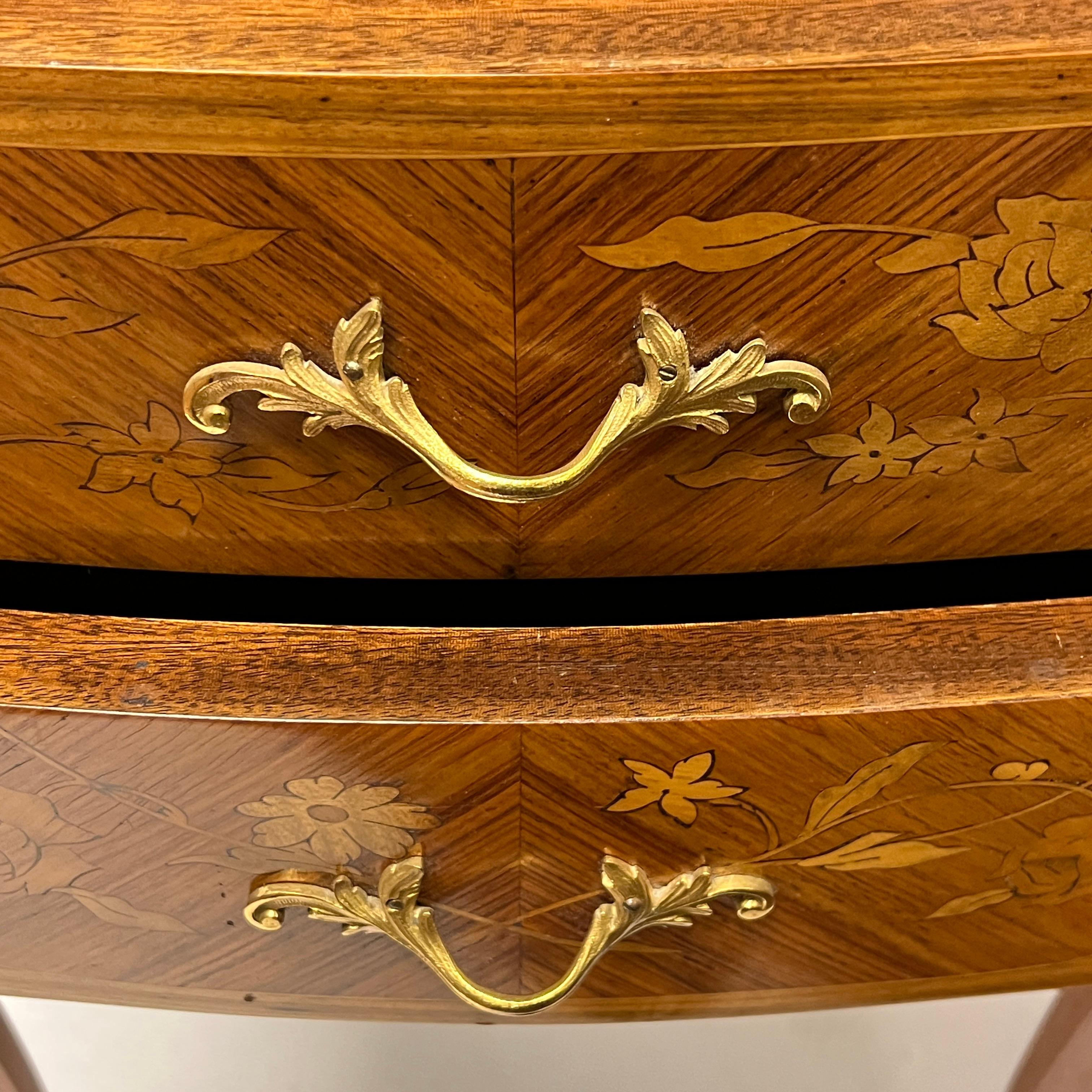 Pair of Petite Louis XV Style Marble Top End Tables 7