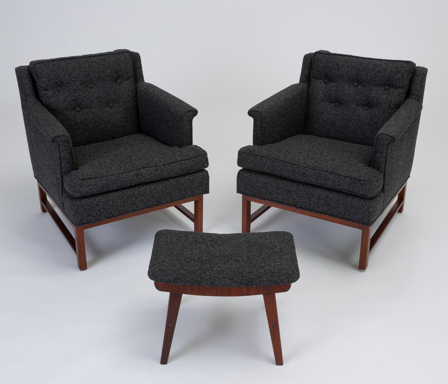 Stained Pair of Petite Lounge Chairs by Edward Wormley for Dunbar