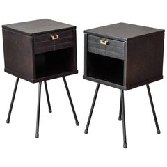 Pair of Petite Mahogany and Iron Nightstands