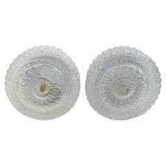 Vintage Pair of Petite Massive Lighting Flush Mount Ceiling Lights, 1970s