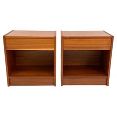 Pair of petite Mid-Century Danish Modern teak Single Drawer Nightstands Denmark