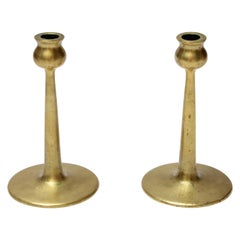 Pair of Petite Mid-Century Modern Turned Brass Candlesticks after Jarvie