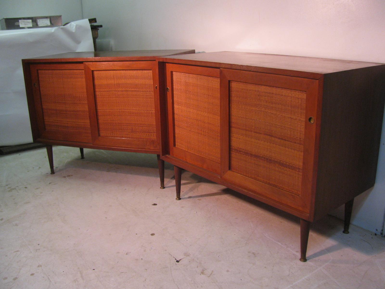 Pair of Petite Mid-Century Modern Walnut Credenzas In Good Condition In Port Jervis, NY