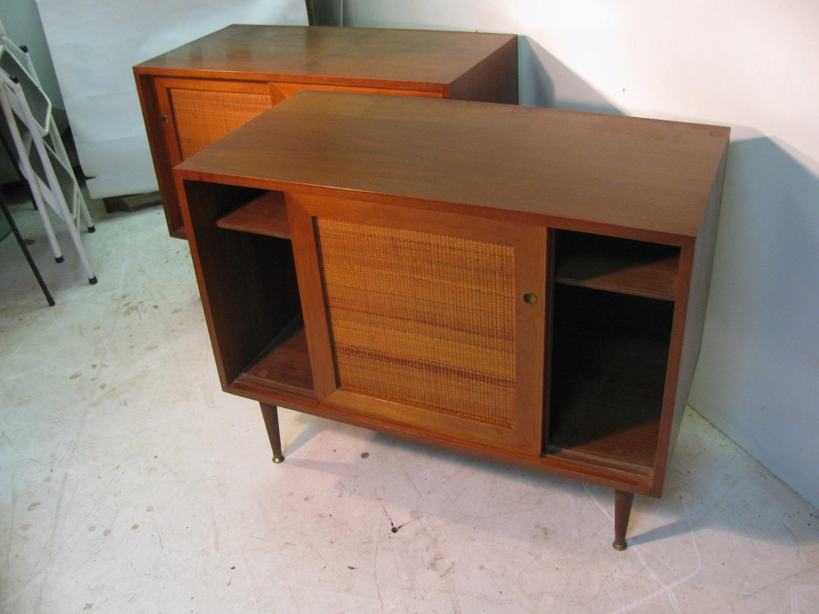 Mid-20th Century Pair of Petite Mid-Century Modern Walnut Credenzas