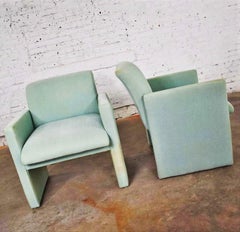 Pair of Petite Modern Accent Chairs in Sea Green