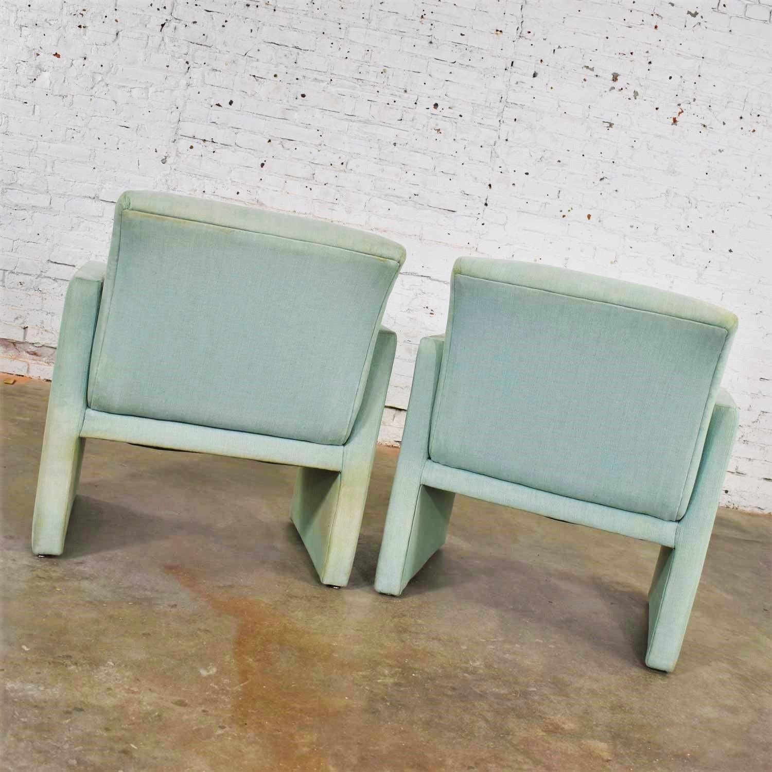 20th Century Pair of Petite Modern Accent Chairs in Sea Green