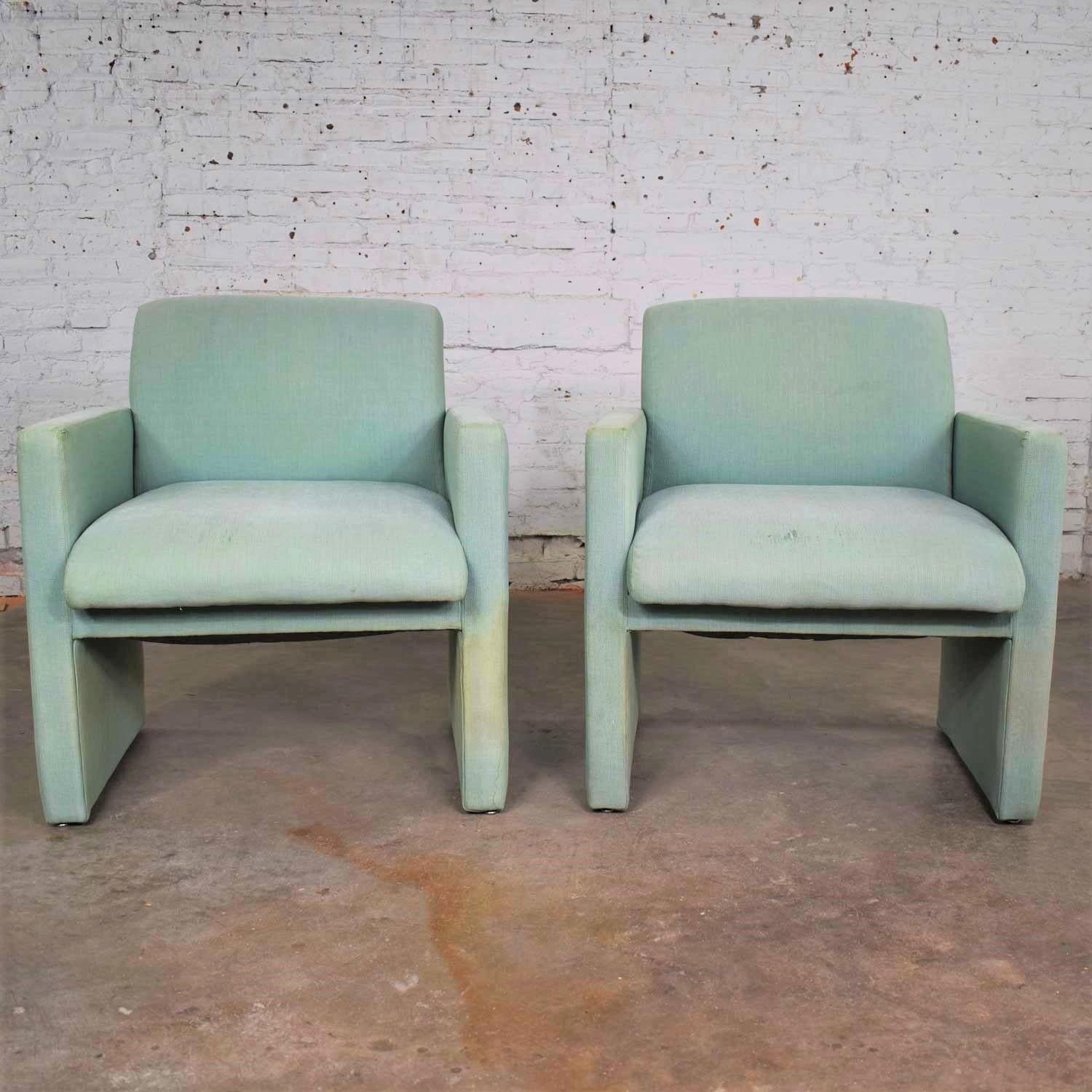 Pair of Petite Modern Accent Chairs in Sea Green 2
