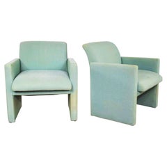 Vintage Pair of Petite Modern Accent Chairs in Sea Green