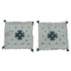 Pair of Petite Moroccan Beaded and Embroidered Pillow Covers with Tassels