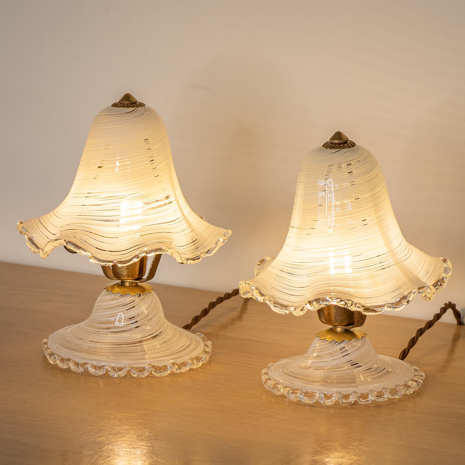 Pair of Petite Murano Glass Table Lamps 1