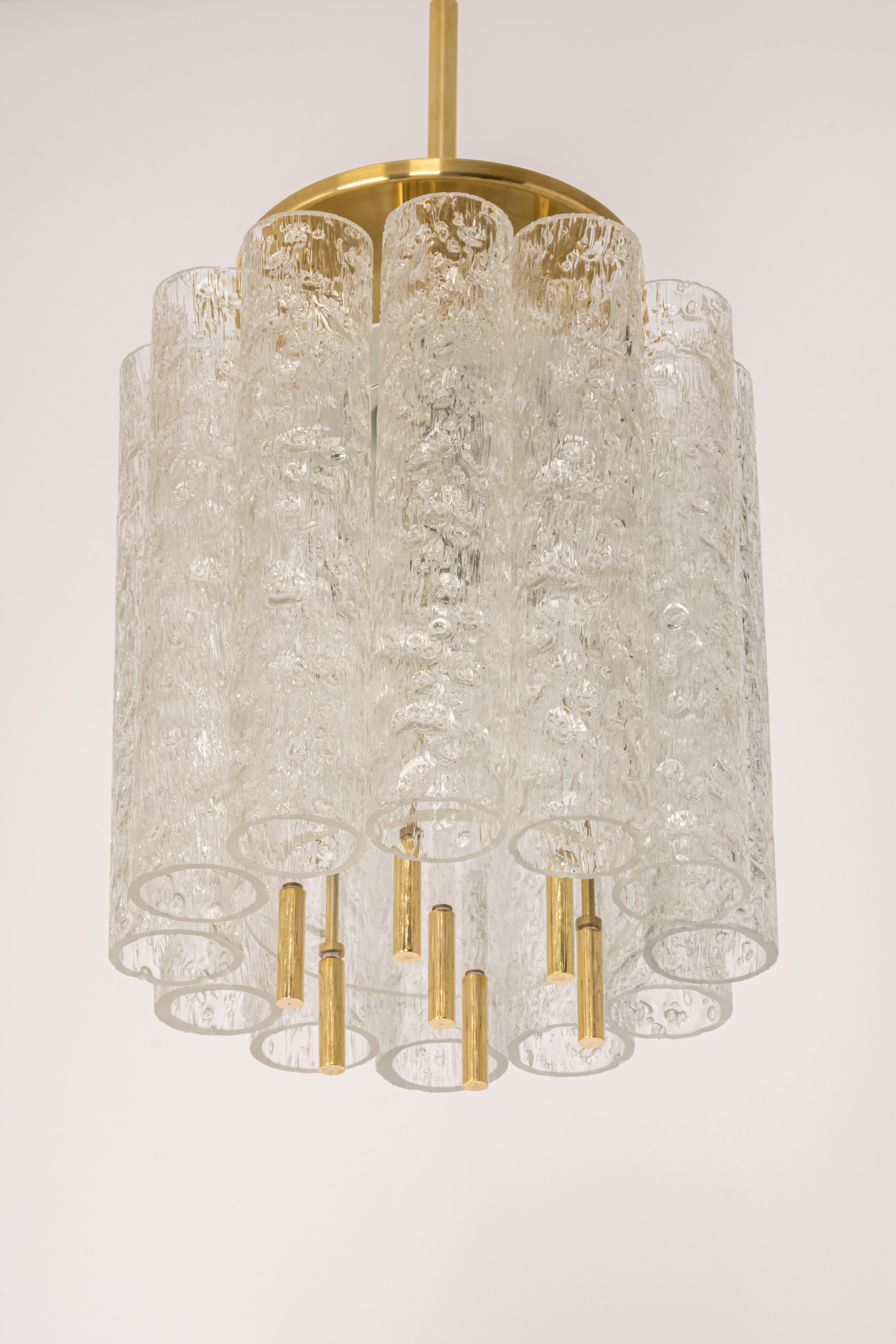 Mid-Century Modern Pair of Petite Murano Glass Tubes Pendant Light by Doria, Germany, 1960s For Sale