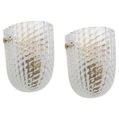 Pair of Petite Murano Glass Wall Sconce in style of Barovier & Toso, Italy, 70s
