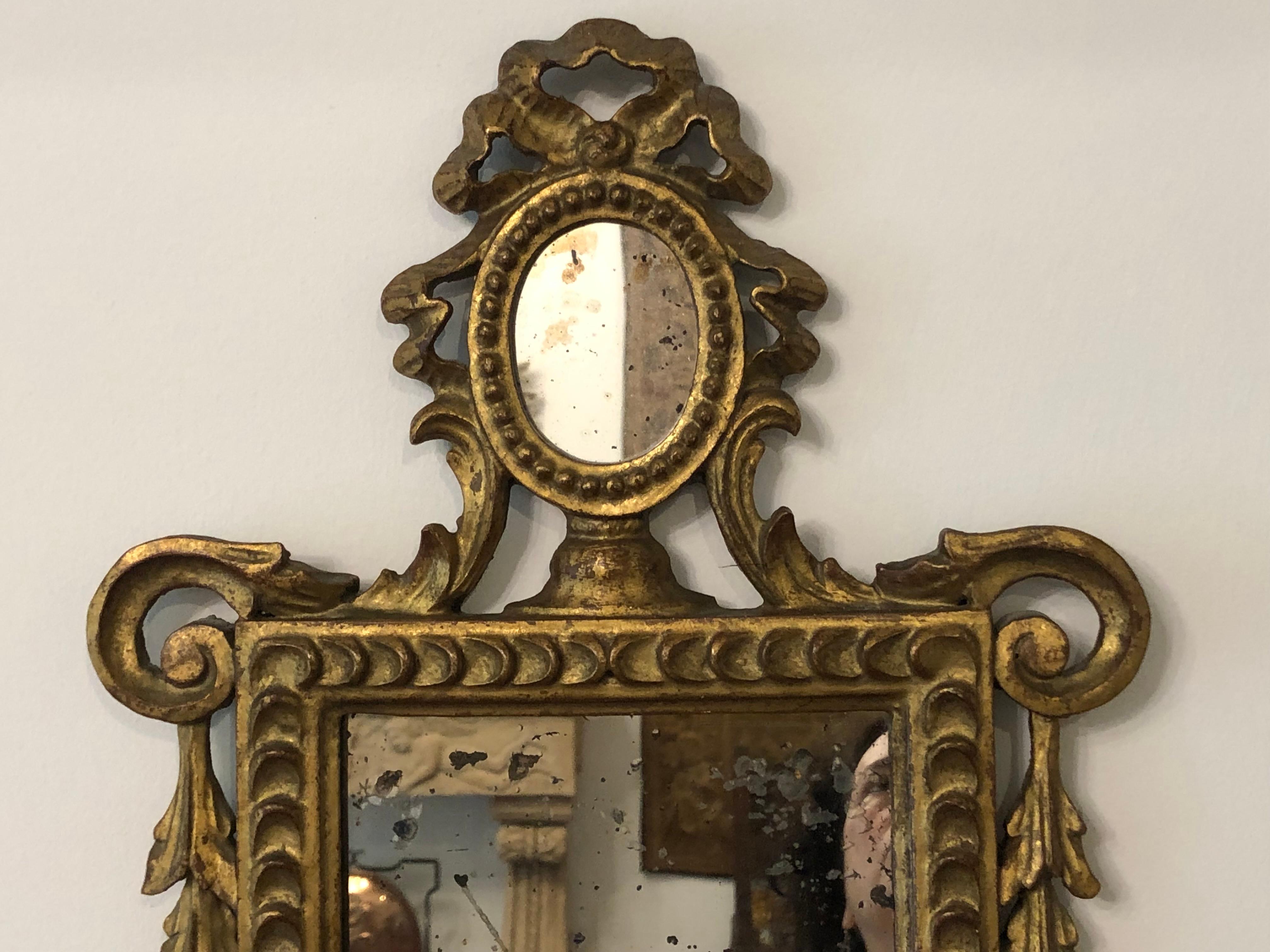 French Pair of  Neoclassical Antique Giltwood Mirrors