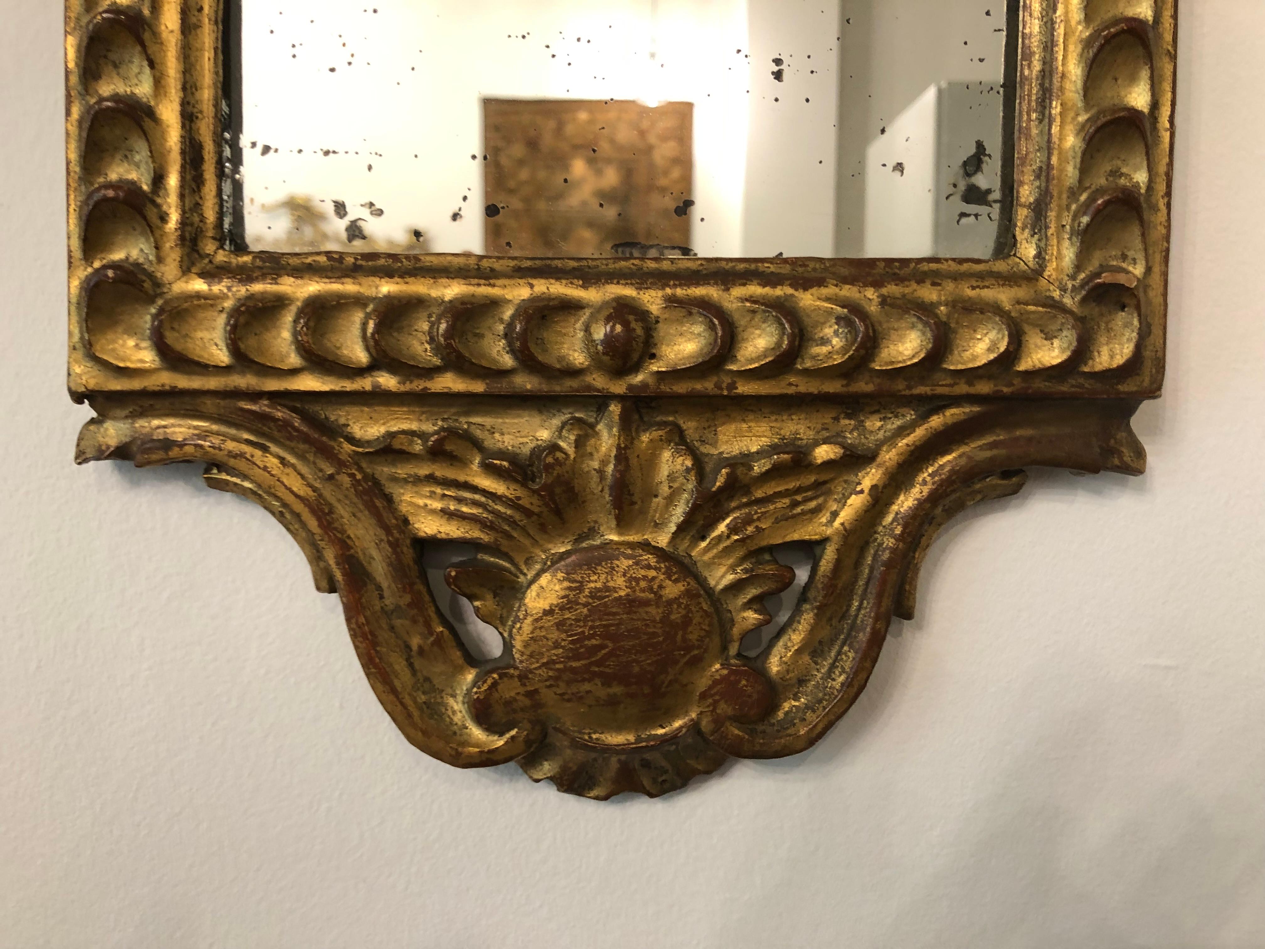 Carved Pair of  Neoclassical Antique Giltwood Mirrors