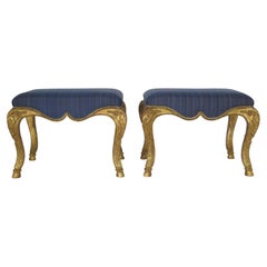 Pair of Petite Régence-Style Carved and Gilded Stools