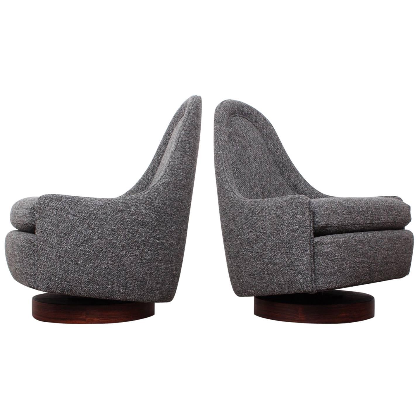 Pair of Petite Rocking Swivel Chairs by Milo Baughman