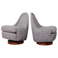 Pair of Petite Rocking Swivel Chairs by Milo Baughman