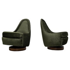 Pair of Petite Rocking Swivel Chairs by Milo Baughman