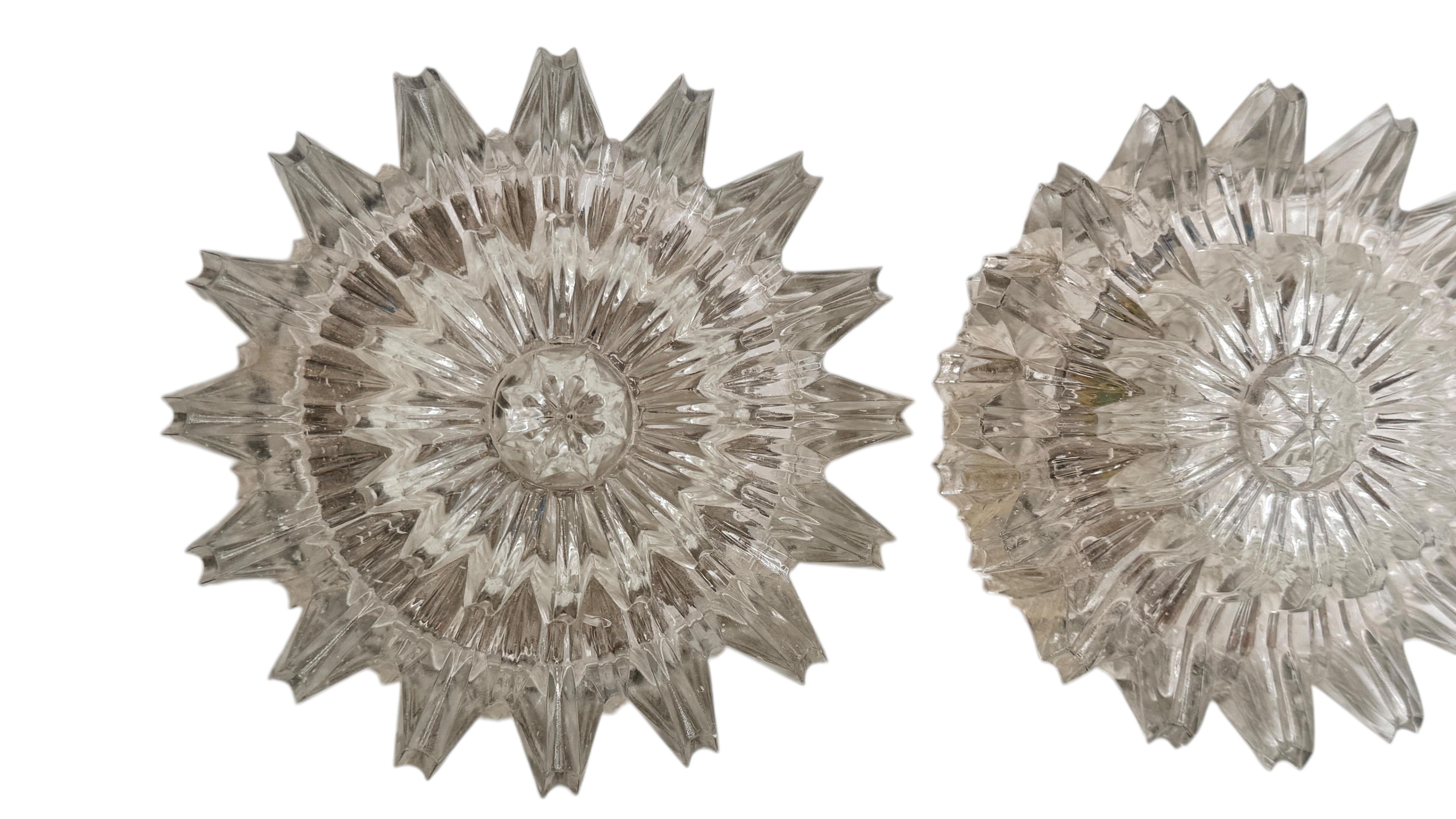 Pair of Petite Starburst Pattern Flush Mount Ceiling Lights, 1960s For Sale 4