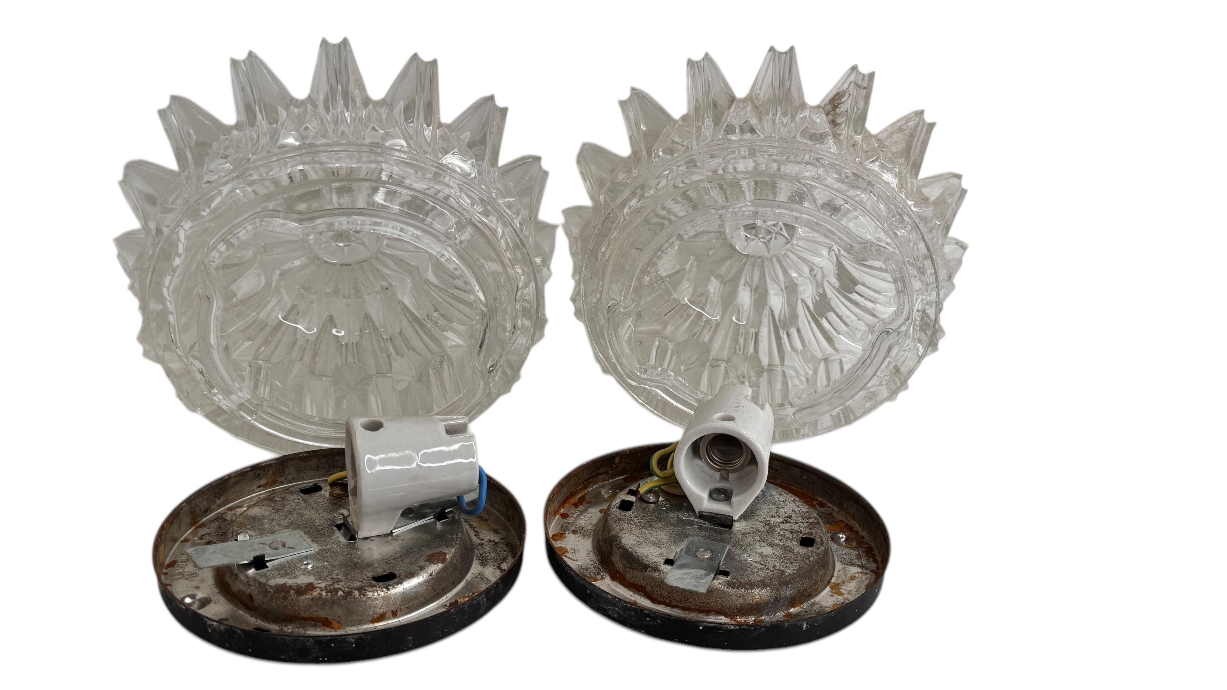 Pair of Petite Starburst Pattern Flush Mount Ceiling Lights, 1960s For Sale 6