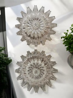 Pair of Petite Starburst Pattern Flush Mount Ceiling Lights, 1960s