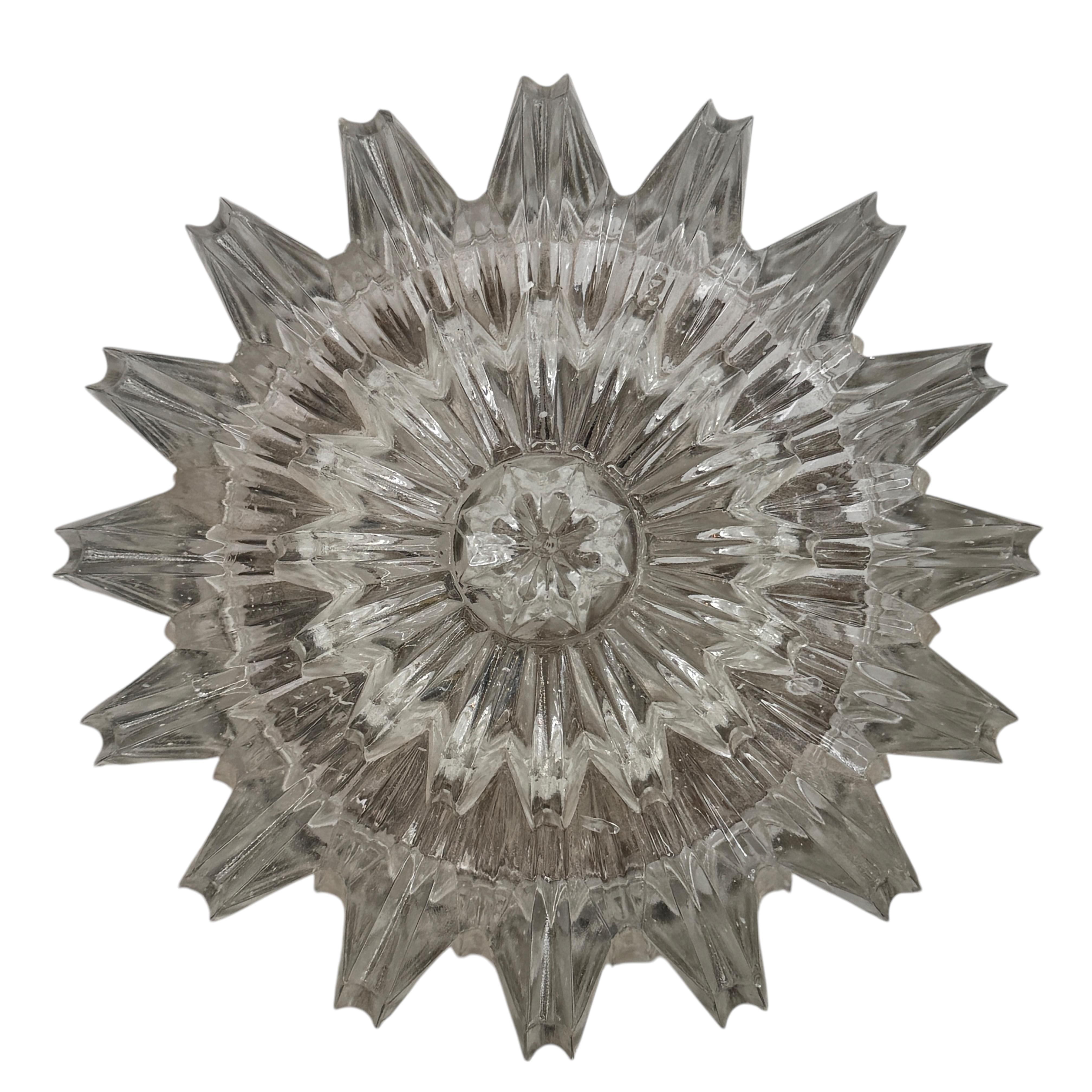 German Pair of Petite Starburst Pattern Flush Mount Ceiling Lights, 1960s For Sale