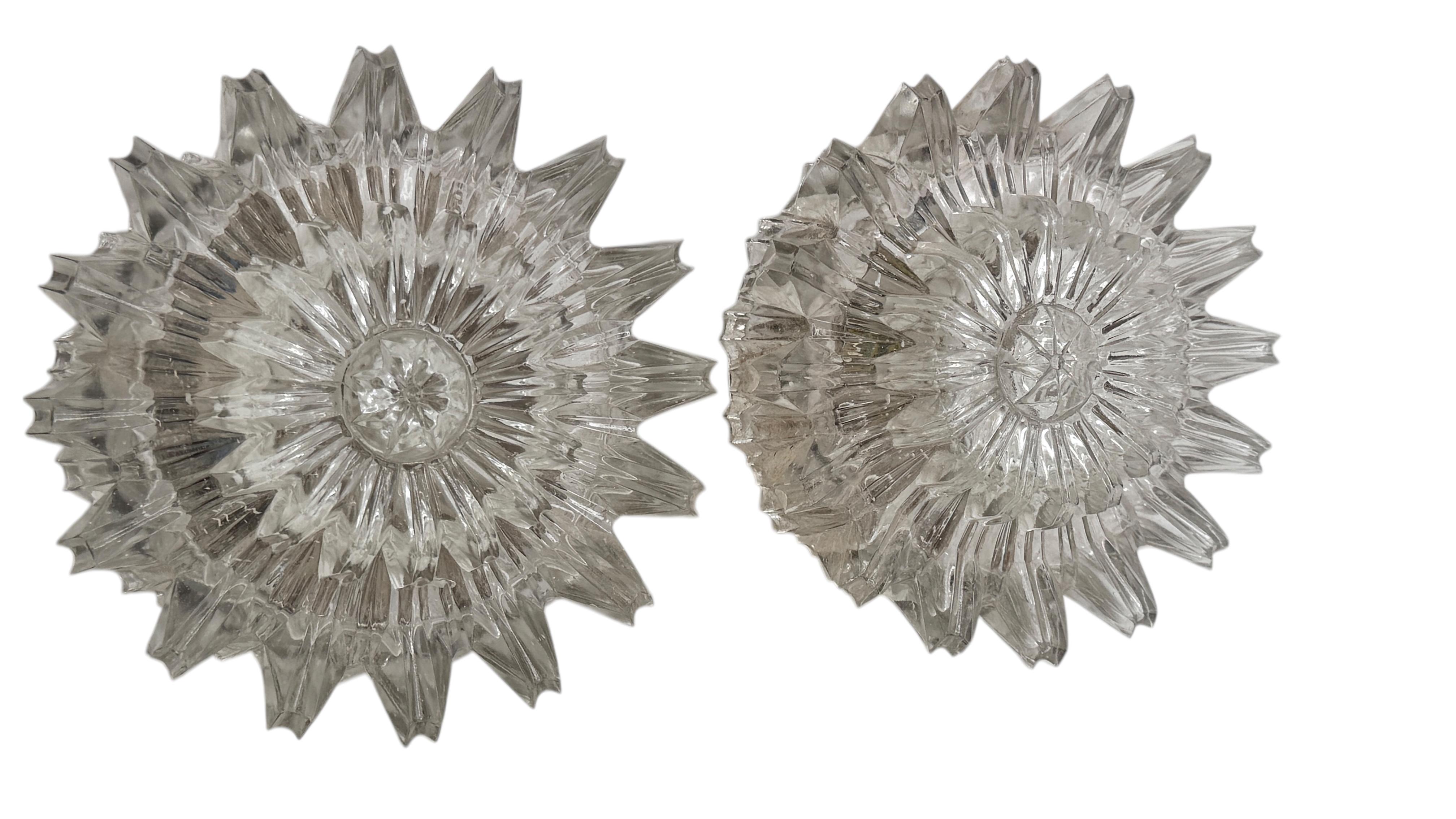 Pair of Petite Starburst Pattern Flush Mount Ceiling Lights, 1960s For Sale 1