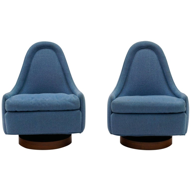 Thayer Small Rocker Pair of Petite Tilt Swivel Chairs by Milo Baughman for Thayer Coggin ...