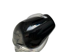 Pair of Petite Vintage Art Deco Black Vases w/ Handblown Glass Accents