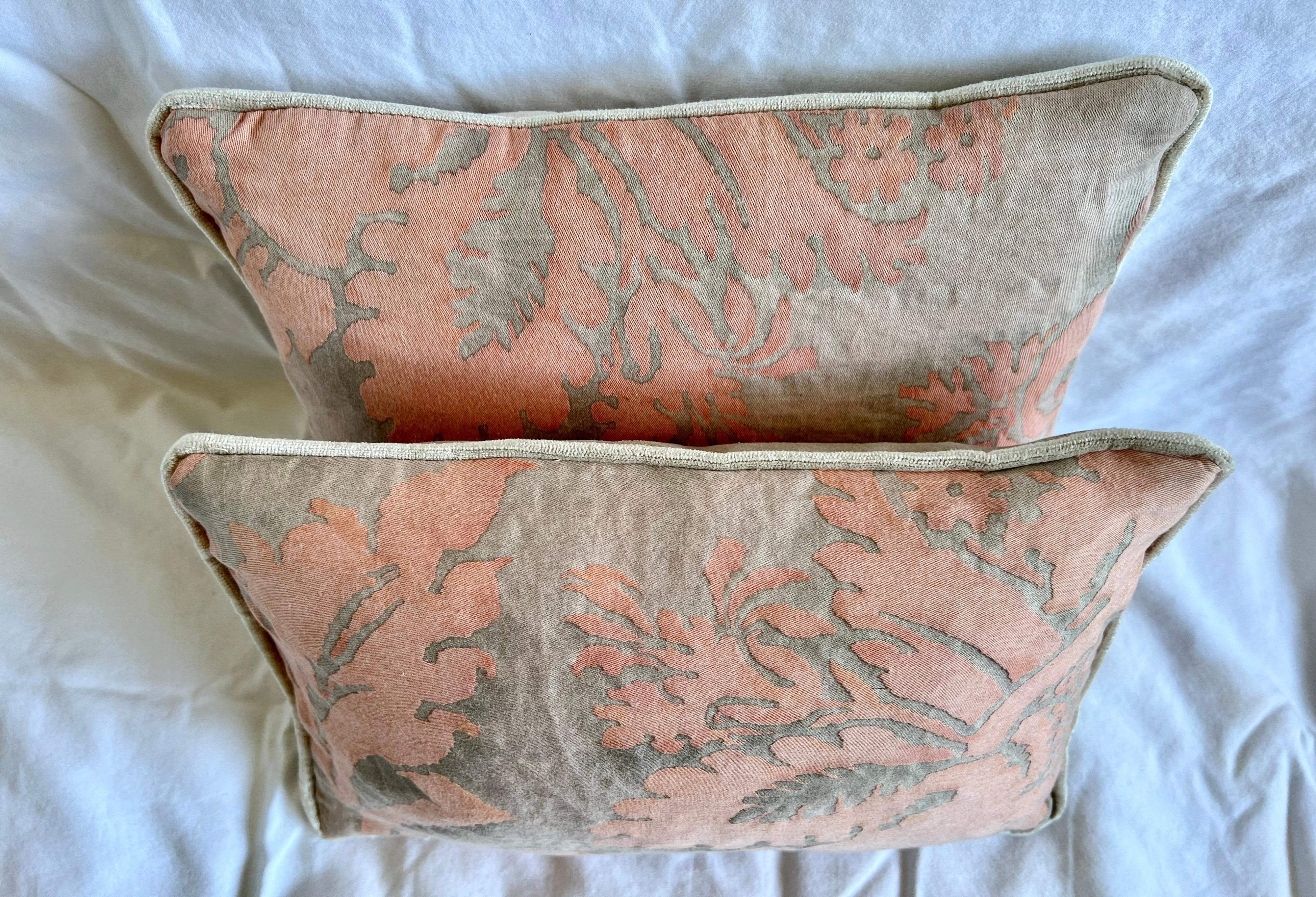 Italian Pair of Petite Vintage Fortuny Textile Pilliws