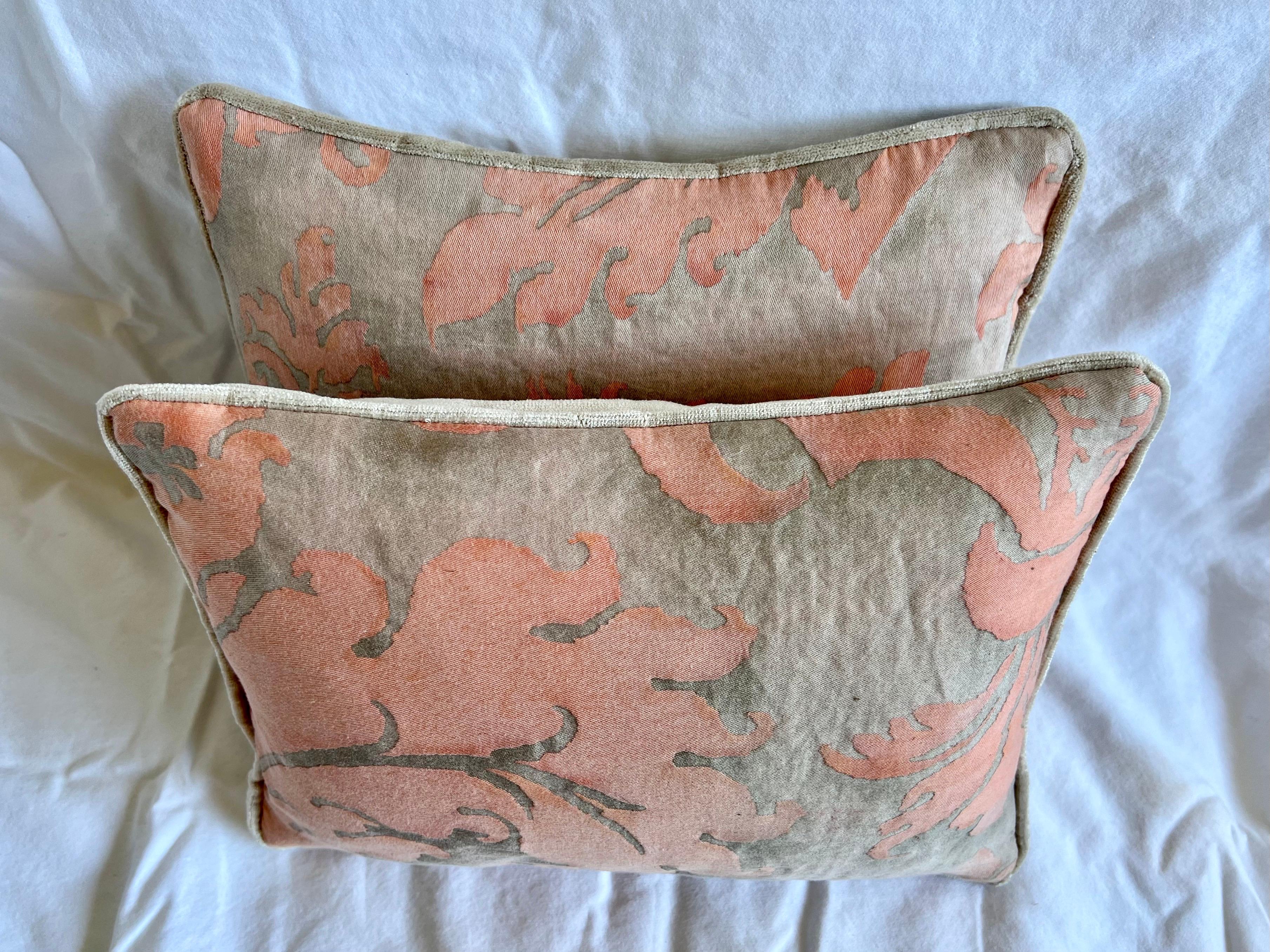 Baroque Pair of Petite Vintage Fortuny Textile Pillows