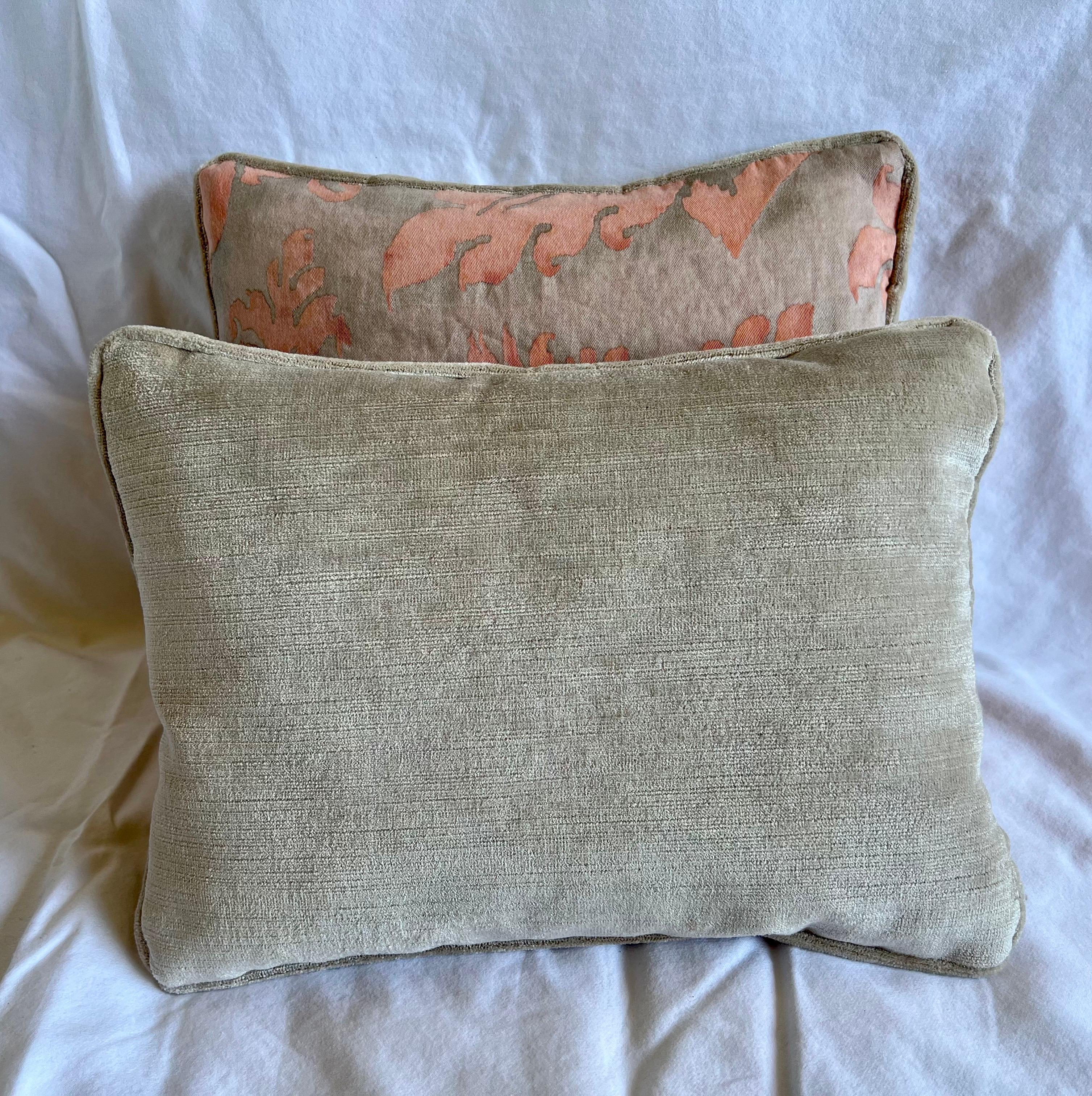 Italian Pair of Petite Vintage Fortuny Textile Pillows