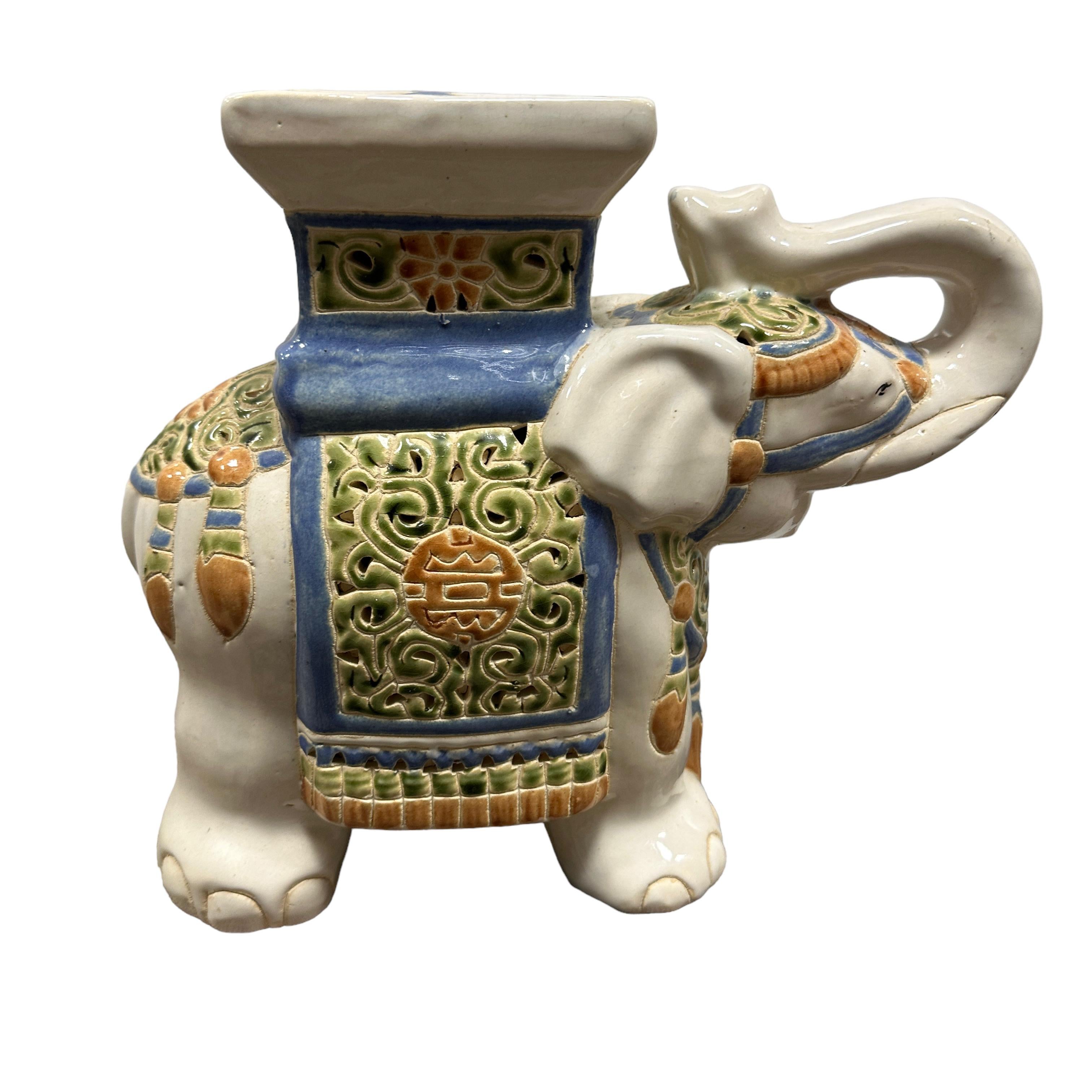 Paar Petite Vintage Hollywood Regency Chinesischer Elefant Blumentopf Stand im Angebot 4