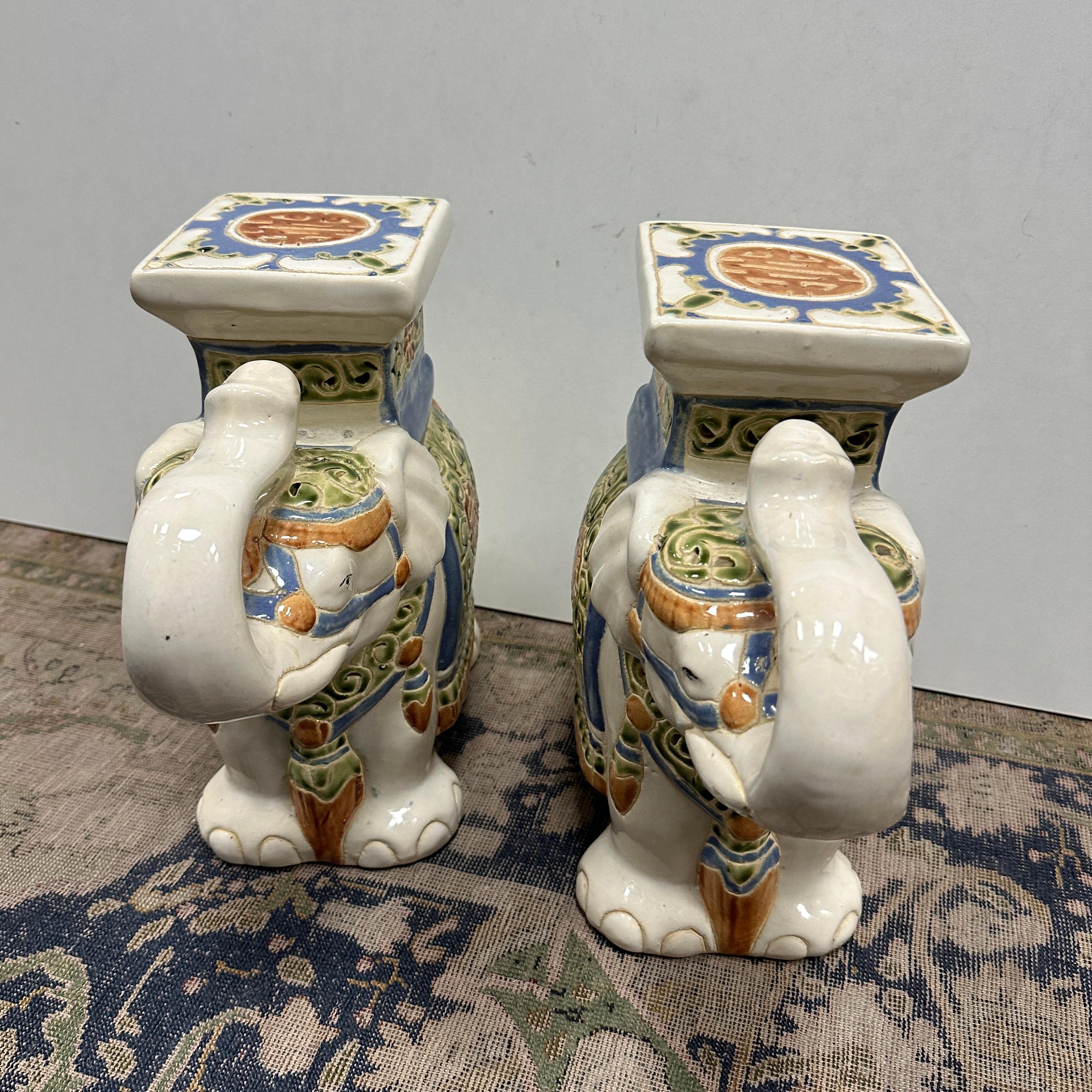 Pair of Petite Vintage Hollywood Regency Chinese Elephant Flower Pot Stand For Sale 9