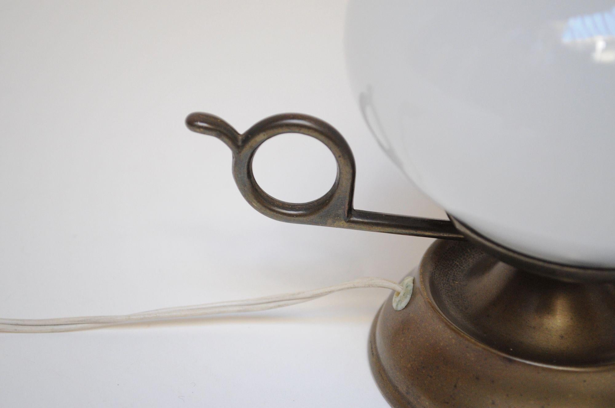 Pair of Petite Vintage Italian Chamberstick Glass and Brass Bedside Lamps For Sale 4