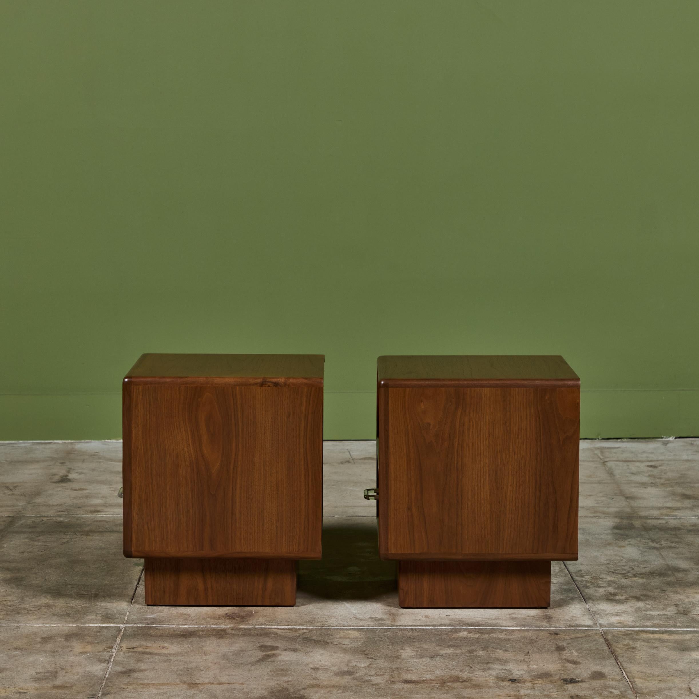 20th Century Pair of Petite Walnut Nightstands