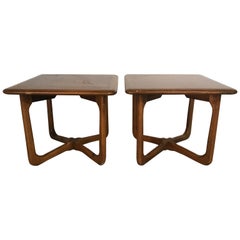 Pair of Petite Walnut Tables by Lane