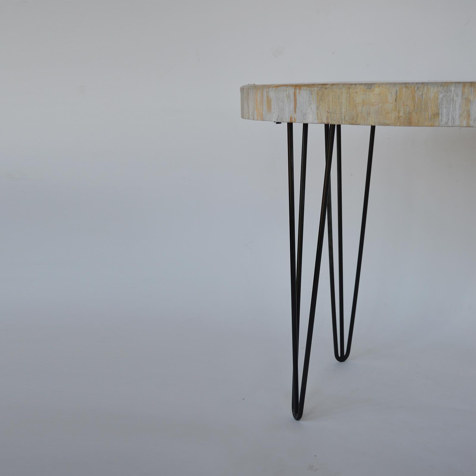 Pair of Petrified Wood Side Tables with Iron Feet, Late 20th Century  For Sale 1