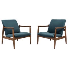 Pair of Petrol Blue Armchairs, Edmund Homa, 1960s