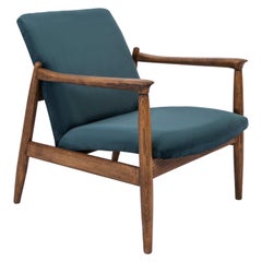 Fauteuil bleu pétrole du milieu du siècle:: Edmund Homa:: années 1960